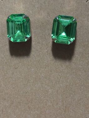 Green Emerald-Cut Stud Earrings - Women's Jewelry